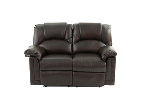 English Elm Motion Brown Bonded Leather Loveseat 60"L x 38"W Contemporary Reclining Couch with Pine Frame and Metal Mechanism HS00F6674-ID-AHD