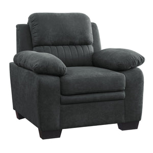 English Elm Plush Dark Gray Channel Tufted Accent Chair with Pillow Arms, Solid Wood Frame, Modern Living B011122282