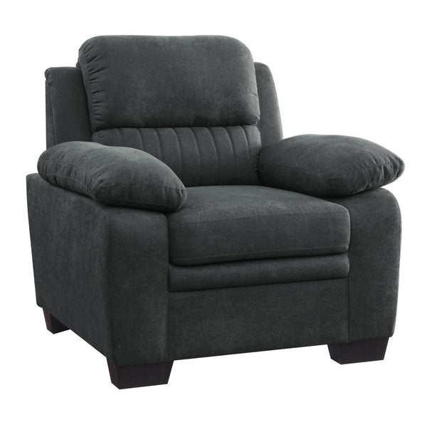 English Elm Modern Channel Tufted 3 Piece Living Room Set Pocket Coil Textured Fabric Sofa Suite Dark Gray B011S01171