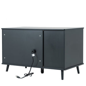 English Elm Litter Box Enclosure - Stylish Cat Furniture With Hidden Plug, Storage, And Triple-Door Access W42090255