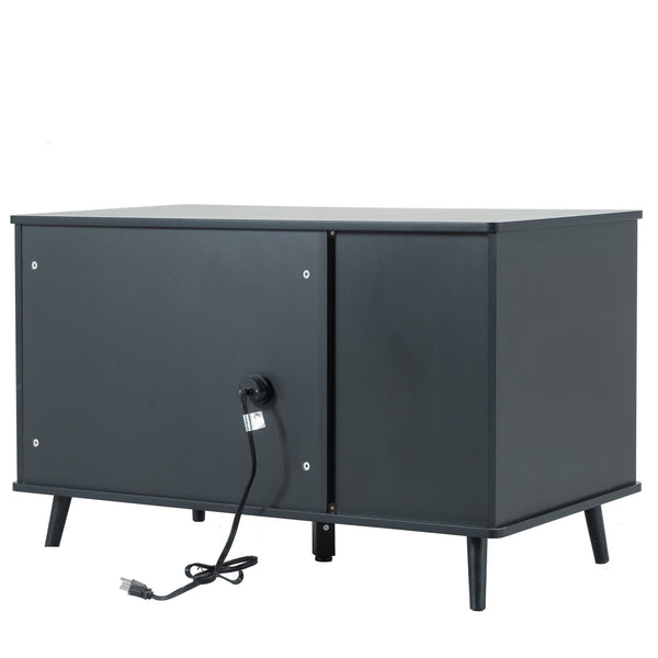English Elm Litter Box Enclosure - Stylish Cat Furniture With Hidden Plug, Storage, And Triple-Door Access W42090255
