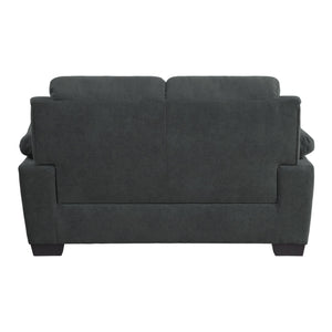 English Elm Comfortable Dark Gray Loveseat with Channel Tufting, Pillow-Top Arms & Solid Wood Frame, Modern Cozy Seating B011122283