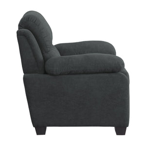 English Elm Plush Dark Gray Channel Tufted Accent Chair with Pillow Arms, Solid Wood Frame, Modern Living B011122282