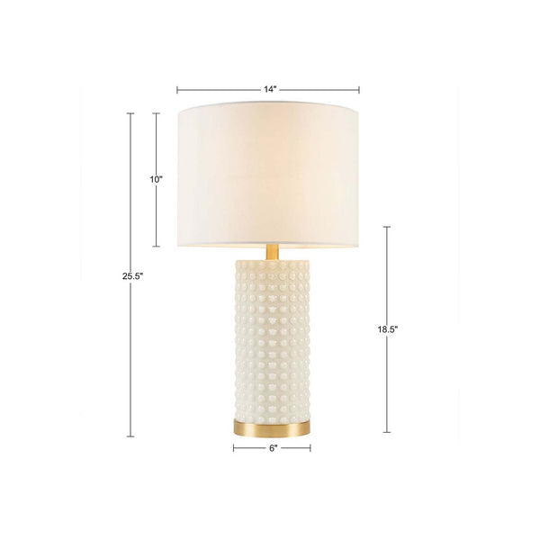 English Elm Textured Gracy Ivy Table Lamp with White Glass & Gold Base, Dot Pattern Accent, 25.5" Height, 60" Cord B035122357