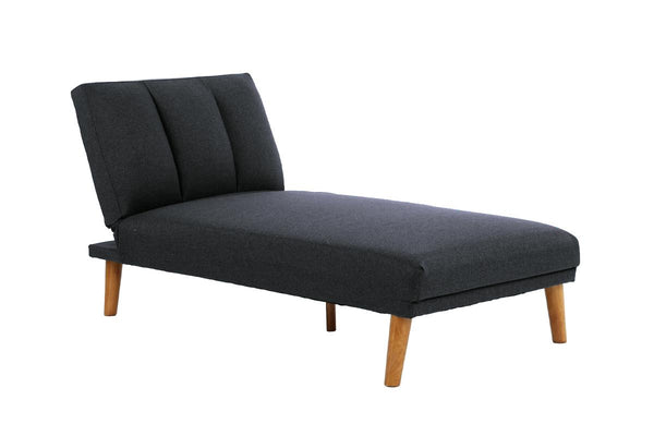 English Elm Black Polyfiber Adjustable Chaise Bed - Versatile Retro-Modern Couch With Solid Wood Legs & Cushions HS00F8514-ID-AHD