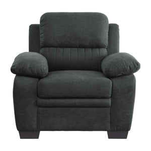 English Elm Plush Dark Gray Channel Tufted Accent Chair with Pillow Arms, Solid Wood Frame, Modern Living B011122282