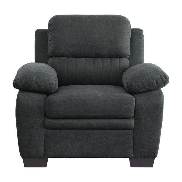 English Elm Plush Dark Gray Channel Tufted Accent Chair with Pillow Arms, Solid Wood Frame, Modern Living B011122282