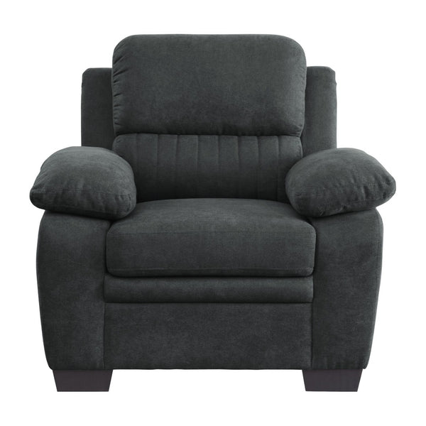 English Elm Modern Channel Tufted 3 Piece Living Room Set Pocket Coil Textured Fabric Sofa Suite Dark Gray B011S01171