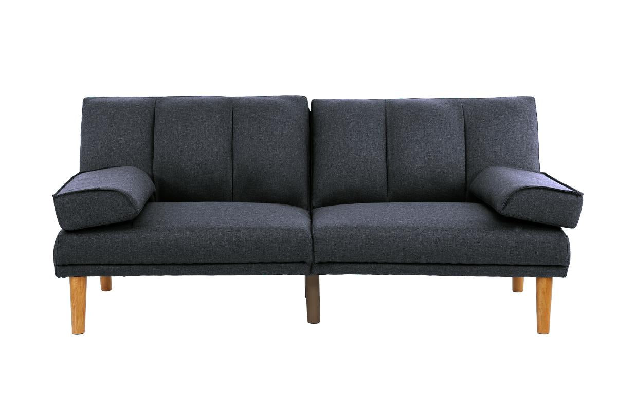 English Elm Black Adjustable Sofa Bed With Solid Wood Legs - Stylish Polyfiber Couch For Modern Living Spaces HS00F8513-ID-AHD