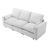 English Elm 3 Seat Sofa With Removable Back and Seat Cushions and 2 Pillows,Teddy Fabric Couch For Living Room, Office, Apartment