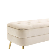 Hearth and Haven Epic Upholstered Tufted Storage Bench with Safety Hinge, Beige W395111782