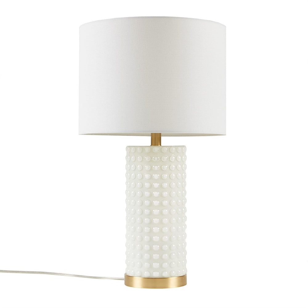 English Elm Textured Gracy Ivy Table Lamp with White Glass & Gold Base, Dot Pattern Accent, 25.5" Height, 60" Cord B035122357