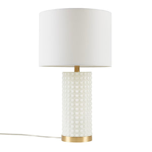 English Elm Textured Gracy Ivy Table Lamp with White Glass & Gold Base, Dot Pattern Accent, 25.5" Height, 60" Cord B035122357