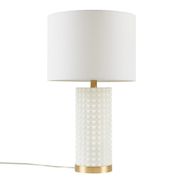 English Elm Textured Gracy Ivy Table Lamp with White Glass & Gold Base, Dot Pattern Accent, 25.5" Height, 60" Cord B035122357