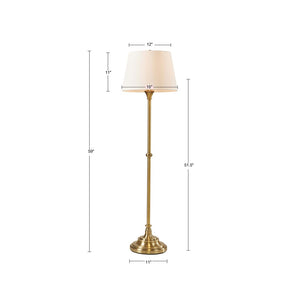 English Elm Floor Athena 59"H Antique Brass Floor Lamp with Empire Off-White Shade, 9W LED, 72" Cord, Polarized Safety B035122346