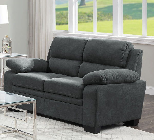 English Elm Modern Channel Tufted Sofa and Loveseat Set with Textured Polyester Upholstery Dark Gray B011S01169