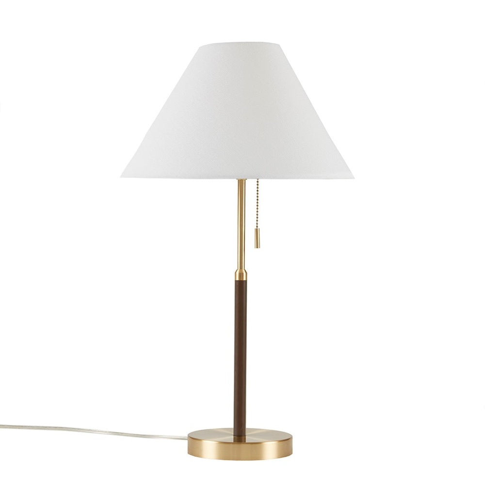 English Elm Two Tone Bromley Pull-Chain Table Lamp — Mid-Century Two-Tone Iron Base, Tapered Empire Shade, LED Included B035122355