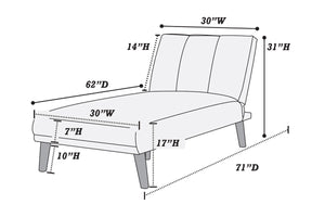 English Elm Black Polyfiber Adjustable Chaise Bed - Versatile Retro-Modern Couch With Solid Wood Legs & Cushions HS00F8514-ID-AHD