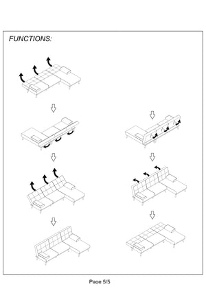 English Elm Blue Blue Grey Convertible Tufted Sofa Bed with Solid Wood Legs, Polyfiber Linen Comfort for Living Room HS00F8521-ID-AHD
