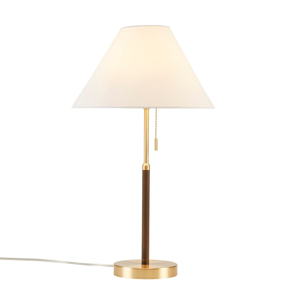 English Elm Two Tone Bromley Pull-Chain Table Lamp — Mid-Century Two-Tone Iron Base, Tapered Empire Shade, LED Included B035122355