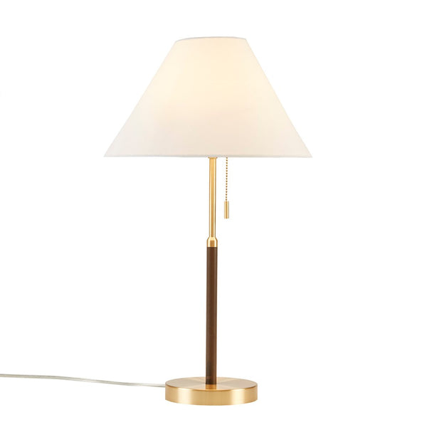 English Elm Two Tone Bromley Pull-Chain Table Lamp — Mid-Century Two-Tone Iron Base, Tapered Empire Shade, LED Included B035122355