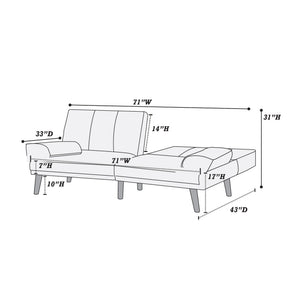 English Elm Blue 2pc Adjustable Sectional Sofa Set with Chaise – Blue Grey Polyfiber Convertible Bed, Solid Wood Legs, Plush Comfort HS00F8515-F8516-ID-AHD