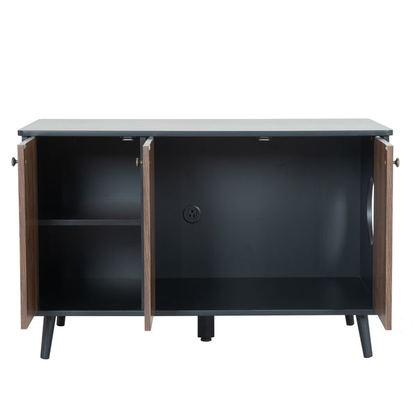 English Elm Litter Box Enclosure - Stylish Cat Furniture With Hidden Plug, Storage, And Triple-Door Access W42090255
