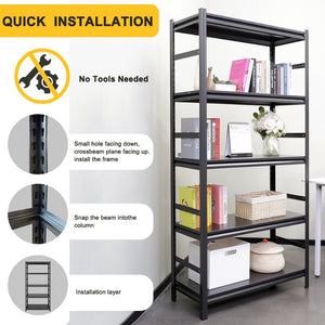English Elm Storage Shelves Five Tier Heavy Duty Steel Rack Adjustable Garage Kitchen Organizer W1831121768