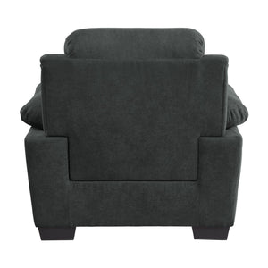 English Elm Plush Dark Gray Channel Tufted Accent Chair with Pillow Arms, Solid Wood Frame, Modern Living B011122282
