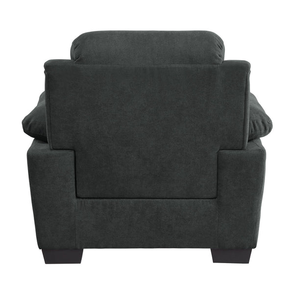 English Elm Plush Dark Gray Channel Tufted Accent Chair with Pillow Arms, Solid Wood Frame, Modern Living B011122282