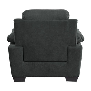 English Elm Modern Channel Tufted 3 Piece Living Room Set Pocket Coil Textured Fabric Sofa Suite Dark Gray B011S01171