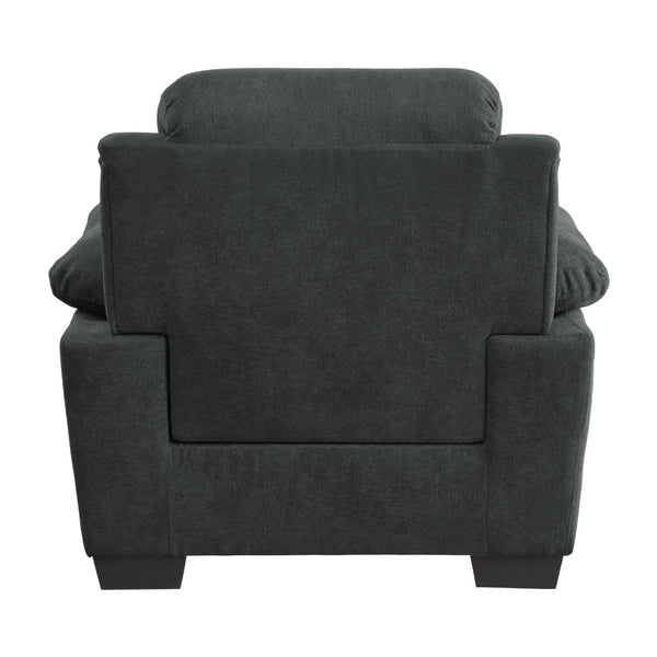 English Elm Modern Channel Tufted 3 Piece Living Room Set Pocket Coil Textured Fabric Sofa Suite Dark Gray B011S01171