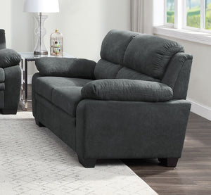 English Elm Modern Channel Tufted 3 Piece Living Room Set Pocket Coil Textured Fabric Sofa Suite Dark Gray B011S01171
