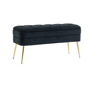 Hearth and Haven Epic Upholstered Tufted Storage Bench with Safety Hinge, Black W395111786