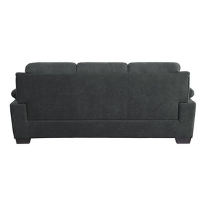 English Elm Modern Channel Tufted Sofa and Loveseat Set with Textured Polyester Upholstery Dark Gray B011S01169
