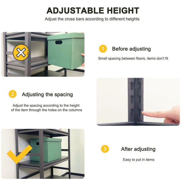 English Elm Storage Shelves 5 Tier Steel Rack Powder Coated Adjustable Garage Pantry Unit W1831126676