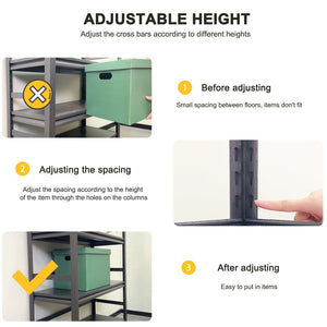 English Elm Storage Shelves Five Tier Heavy Duty Steel Rack Adjustable Garage Kitchen Organizer W1831121768