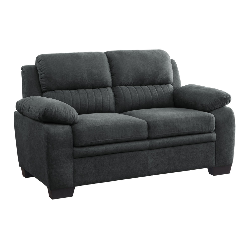 English Elm Comfortable Dark Gray Loveseat with Channel Tufting, Pillow-Top Arms & Solid Wood Frame, Modern Cozy Seating B011122283