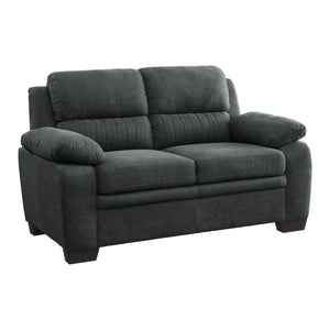 English Elm Comfortable Dark Gray Loveseat with Channel Tufting, Pillow-Top Arms & Solid Wood Frame, Modern Cozy Seating B011122283