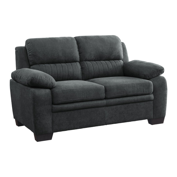 English Elm Comfortable Dark Gray Loveseat with Channel Tufting, Pillow-Top Arms & Solid Wood Frame, Modern Cozy Seating B011122283
