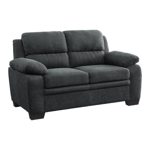 English Elm Modern Channel Tufted 3 Piece Living Room Set Pocket Coil Textured Fabric Sofa Suite Dark Gray B011S01171