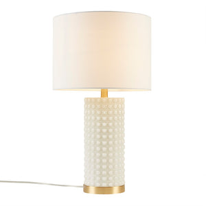 English Elm Textured Gracy Ivy Table Lamp with White Glass & Gold Base, Dot Pattern Accent, 25.5" Height, 60" Cord B035122357