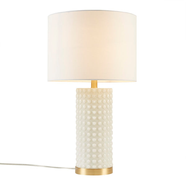 English Elm Textured Gracy Ivy Table Lamp with White Glass & Gold Base, Dot Pattern Accent, 25.5" Height, 60" Cord B035122357