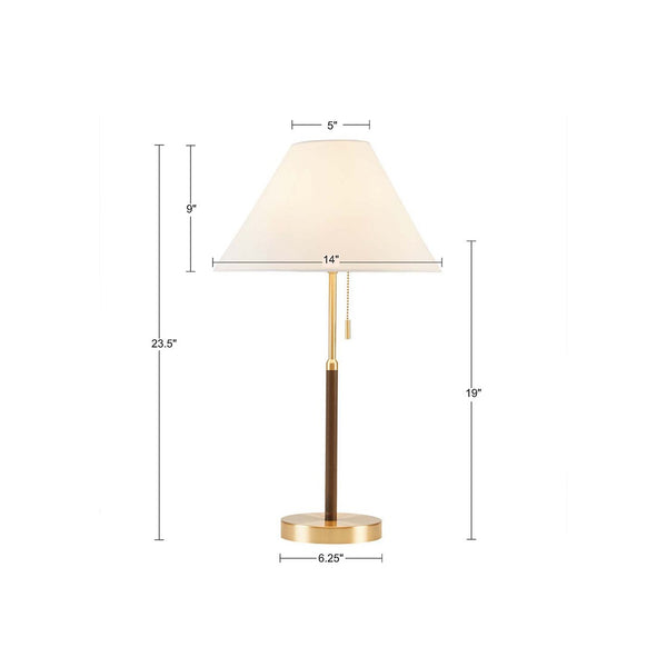 English Elm Two Tone Bromley Pull-Chain Table Lamp — Mid-Century Two-Tone Iron Base, Tapered Empire Shade, LED Included B035122355
