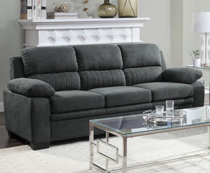 English Elm Modern Channel Tufted Sofa and Loveseat Set with Textured Polyester Upholstery Dark Gray B011S01169
