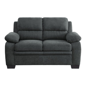 English Elm Comfortable Dark Gray Loveseat with Channel Tufting, Pillow-Top Arms & Solid Wood Frame, Modern Cozy Seating B011122283