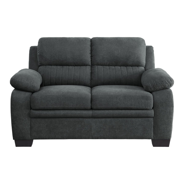 English Elm Comfortable Dark Gray Loveseat with Channel Tufting, Pillow-Top Arms & Solid Wood Frame, Modern Cozy Seating B011122283