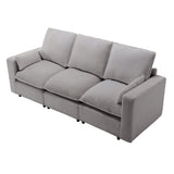 English Elm 3 Seat Sofa With Removable Back and Seat Cushions and 2 Pillows,Teddy Fabric Couch For Living Room, Office, Apartment