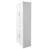 English Elm Bathroom Storage Cabinet With Doors and Drawer, Multiple Storage Space, Adjustable Shelf, White