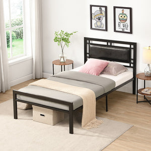 English Elm Twin Steel Bed Frame Matte Black Powder Coat Finish Noise Free Modern Bedroom W311109646